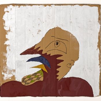 Malerei mit dem Titel "Homme Oiseau" von Agnès Marty, Original-Kunstwerk, Acryl