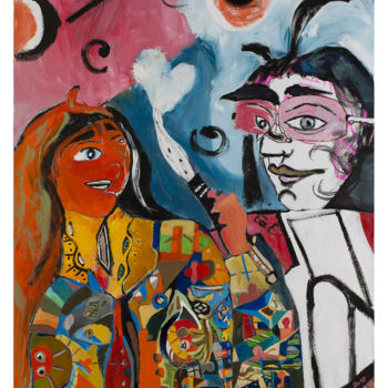 Картина под названием "Cupidon" - Agnès Marty, Подлинное произведение искусства, Акрил Установлен на Деревянная рама для нос…