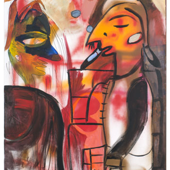제목이 "La chamane"인 미술작품 Agnès Marty로, 원작, 아크릴 나무 들것 프레임에 장착됨