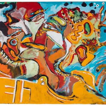 Pintura titulada "Baiser volé" por Agnès Marty, Obra de arte original, Acrílico Montado en Bastidor de camilla de madera