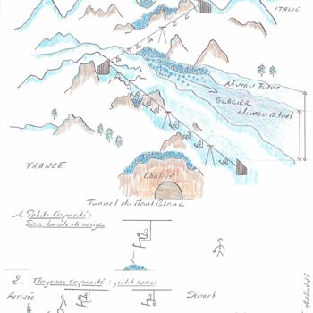 Zeichnungen mit dem Titel "Useful Ski Resorts" von Séni Doré, Original-Kunstwerk, Bleistift