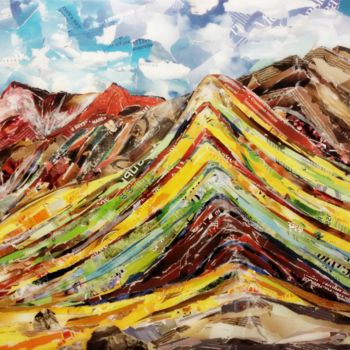 "Mountain Ausangate" başlıklı Kolaj Olga Sennikova tarafından, Orijinal sanat, Kolaj Ahşap panel üzerine monte edilmiş