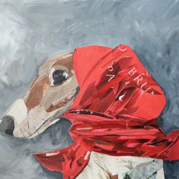 Collages intitulée "Lady dog" par Olga Sennikova, Œuvre d'art originale, Collages Monté sur Carton