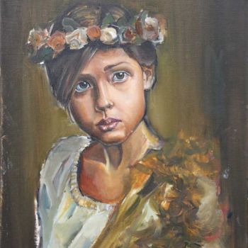 Schilderij getiteld "Taçlı kız" door Şenol Karakaya, Origineel Kunstwerk