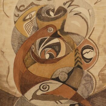 Textielkunst getiteld "Les oiseaux" door Sénou Fofana, Origineel Kunstwerk, Stof