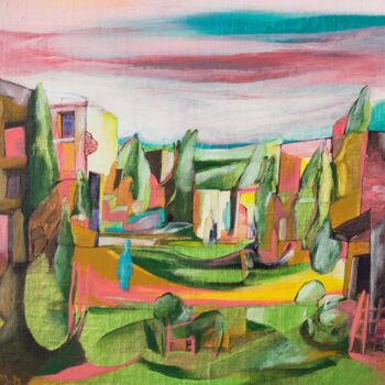 Peinture intitulée "The blush of dawn" par Sentio O.M.T., Œuvre d'art originale, Acrylique Monté sur Carton