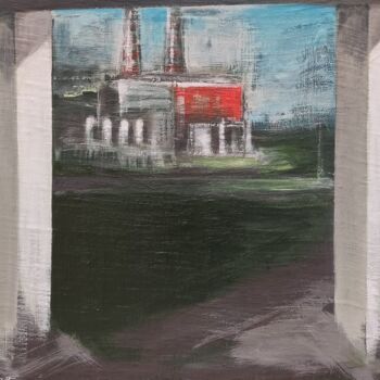 Painting titled "View under the brid…" by Sentio O.M.T., Original Artwork, Acrylic Mounted on Wood Panel
