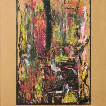 Impressões e gravuras intitulada ""Ahşap Kapı Renk Ah…" por Veysel Şen, Obras de arte originais, Linoleogravura
