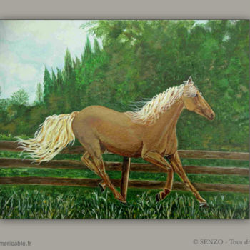 Peinture intitulée "palomino au galop" par Senzo51, Œuvre d'art originale