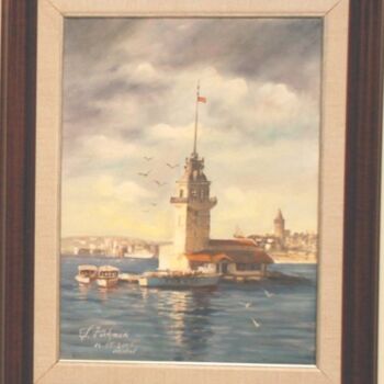 Malerei mit dem Titel "Kız Kulesi" von Şerafettin Türkmenoğlu, Original-Kunstwerk