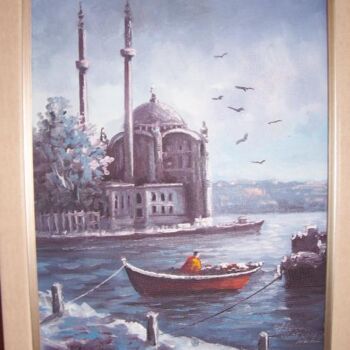 Malerei mit dem Titel "ortaköy camii" von Şerafettin Türkmenoğlu, Original-Kunstwerk