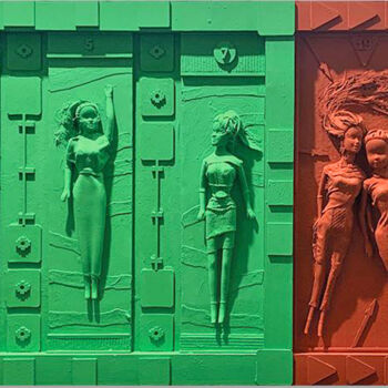 Sculpture intitulée "Red and green zones" par Serafim Zemelev, Œuvre d'art originale, Acrylique
