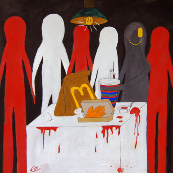Malerei mit dem Titel "The last supper" von Serafima Sednina, Original-Kunstwerk, Tempera