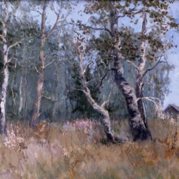 Painting titled "Березняк" by Larisa Serebrennikova, Original Artwork, Oil