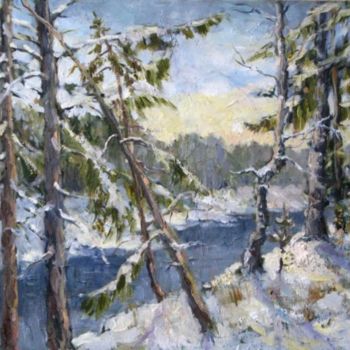 绘画 标题为“Лесистый берег зимой” 由Лариса Серебренникова, 原创艺术品, 油