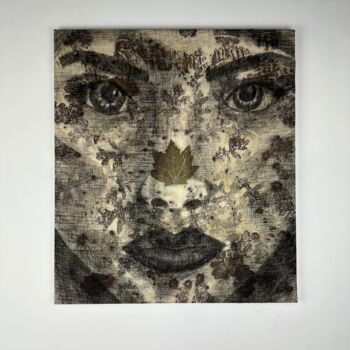 Drawing titled "Iris" by Serena Grassetti, Original Artwork, Charcoal Mounted on Wood Stretcher frame