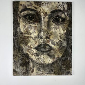 Drawing titled "Luna" by Serena Grassetti, Original Artwork, Charcoal Mounted on Wood Stretcher frame