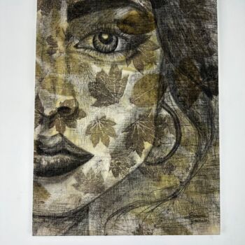 Drawing titled "Peonia" by Serena Grassetti, Original Artwork, Charcoal Mounted on Wood Stretcher frame