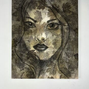 Рисунок под названием "Stella" - Serena Grassetti, Подлинное произведение искусства, Древесный уголь Установлен на Деревянна…