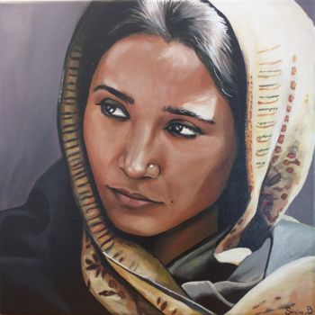 Pintura intitulada "femme indienne" por Serena Beloufi, Obras de arte originais, Acrílico