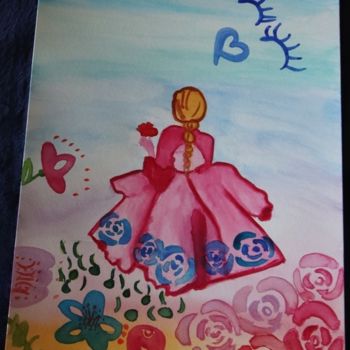 Ζωγραφική με τίτλο "Affiche Princesse" από Serenamente-Fr, Αυθεντικά έργα τέχνης, Ακουαρέλα