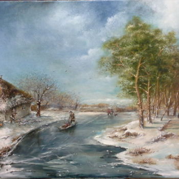 Картина под названием "Зимние прелести" - Сергей Косорыгин, Подлинное произведение искусства, Масло