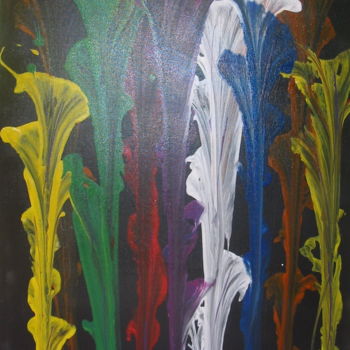 Schilderij getiteld "fleurs d'arum nr 1…" door Serge Arnaud, Origineel Kunstwerk, Acryl