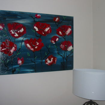 Painting titled "roses bicolores" by Serge Arnaud, Original Artwork, Acrylic