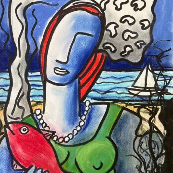 Картина под названием "Poissonniere Julie…" - Serge Berry, Подлинное произведение искусства, Пастель