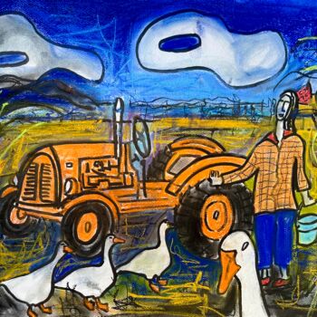 Peinture intitulée "Orange comme les oi…" par Serge Berry, Œuvre d'art originale, Pastel
