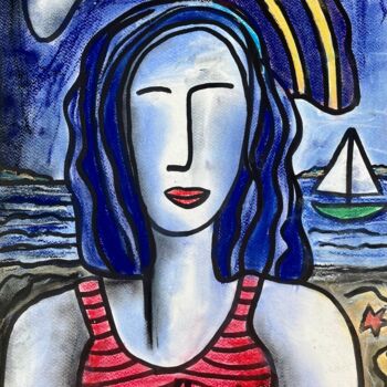 Peinture intitulée "La baigneuse dans l…" par Serge Berry, Œuvre d'art originale, Pastel
