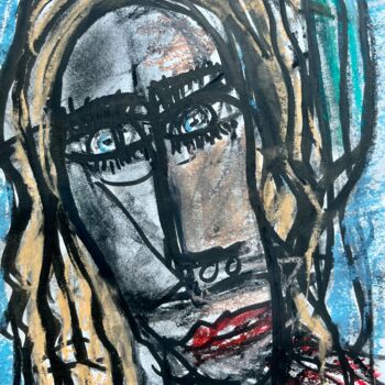 Schilderij getiteld "Rousse et songeuse" door Serge Berry, Origineel Kunstwerk, Pastel