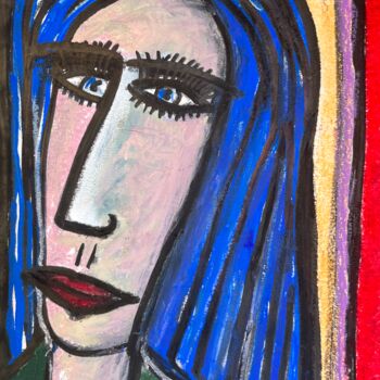 Peinture intitulée "Portrait de femme a…" par Serge Berry, Œuvre d'art originale, Pastel
