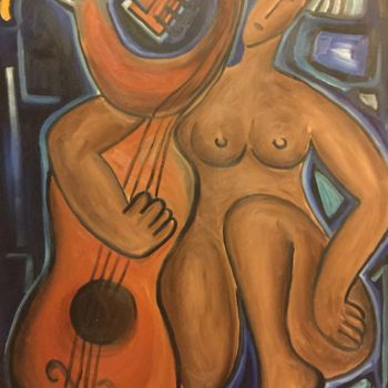 Peinture intitulée "La reine de Java" par Serge Berry, Œuvre d'art originale, Huile