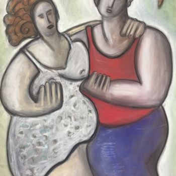 Painting titled "Au bal avec Paulette" by Serge Berry, Original Artwork, Pastel