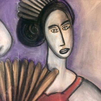 Pintura intitulada "La joueuse de casta…" por Serge Berry, Obras de arte originais