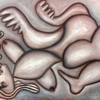 "El vuelo del delfin" başlıklı Tablo Serge Berry tarafından, Orijinal sanat, Pastel