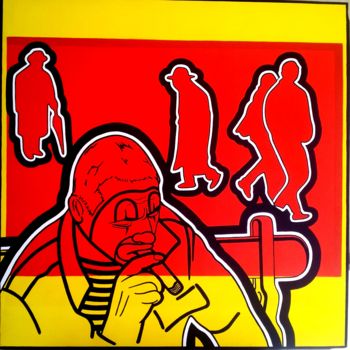 「Le clown au cigare」というタイトルの絵画 Serge Canuによって, オリジナルのアートワーク, アクリル