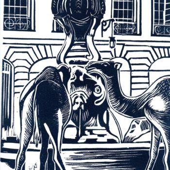 Gravures & estampes intitulée "Place du parlement…" par Serge Canu, Œuvre d'art originale, Linogravures