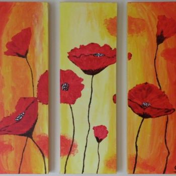 Painting titled "Coquelicots" by Serge Cehes, Original Artwork, Oil