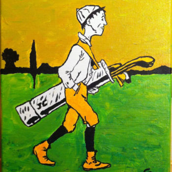 Peinture intitulée "JC Golfeur" par Serge Cehes, Œuvre d'art originale, Huile
