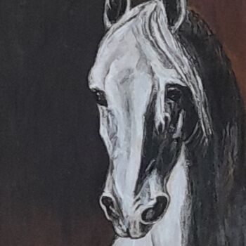 Painting titled "Cheval" by Serge Guirchoun, Original Artwork, Acrylic Mounted on Wood Stretcher frame
