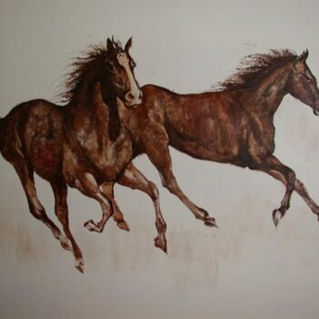 Peinture intitulée "chevaux _fresque_2.…" par Serge Krief, Œuvre d'art originale, Autre
