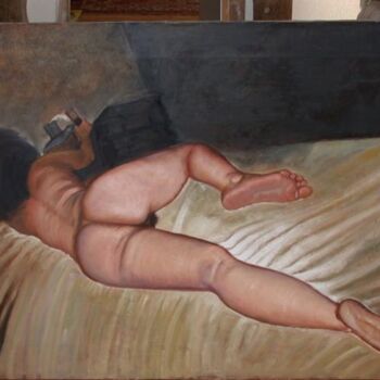 Peinture intitulée "nu allongé 33" par Serge Krief, Œuvre d'art originale