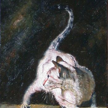 Ζωγραφική με τίτλο "chat à l'affût" από Serge Krief, Αυθεντικά έργα τέχνης, Λάδι