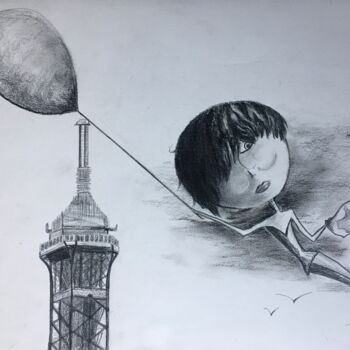 「ZOE in PARIS」というタイトルの描画 Serge Mathiotによって, オリジナルのアートワーク, 鉛筆