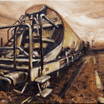 Painting titled "Wagon" by Serge Mazet, Original Artwork, Oil