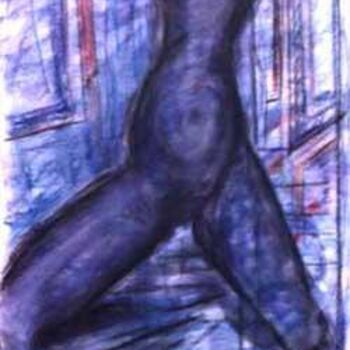 Painting titled "Buste bleue" by Serge Nigon, Original Artwork