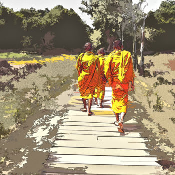 Digital Arts titled "Moines du Cambodge" by Serge Nouchi, Original Artwork