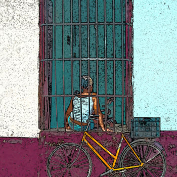 Цифровое искусство под названием "Fenêtre à Cuba" - Serge Nouchi, Подлинное произведение искусства